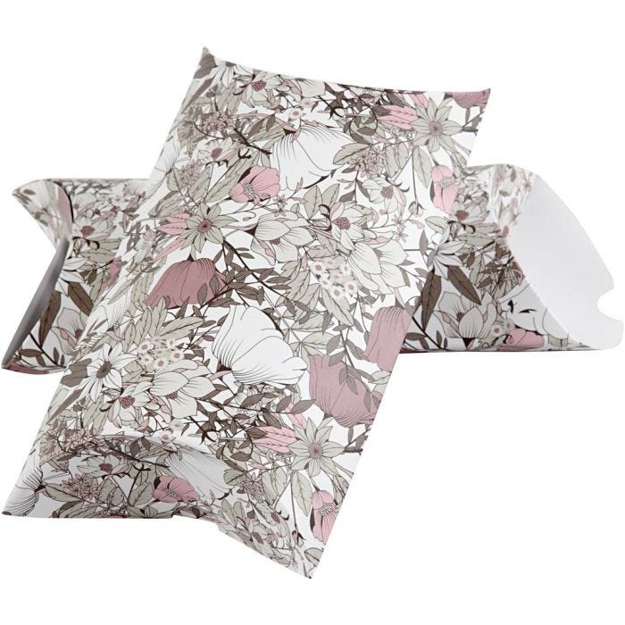 Cadeaudoosje, bloemen, afm 18x15x6 cm, 300 gr, bruin, 3 stuk/ 1 doos
