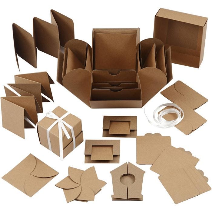 Boîte explosion, dim. 7x7x7,5+12x12x12 cm, naturel, 1 pièce