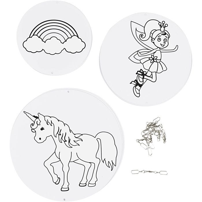 Décorations pour mobile avec motifs, d 12+15+18 cm, 300 gr, blanc, 3 set/ 1 Pq.