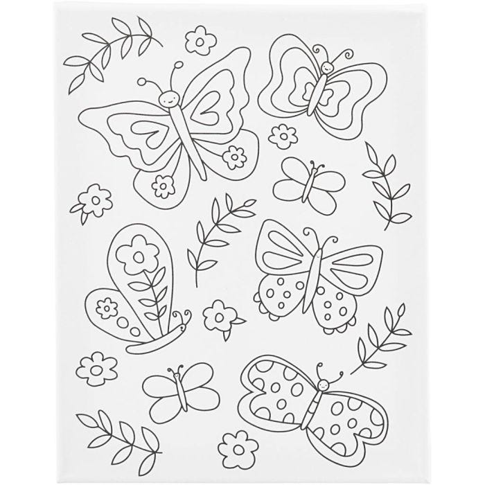 Toile de peintre imprimée, Papillons, P: 1,6 cm, dim. 24x30 cm, 360 gr, 1 pièce