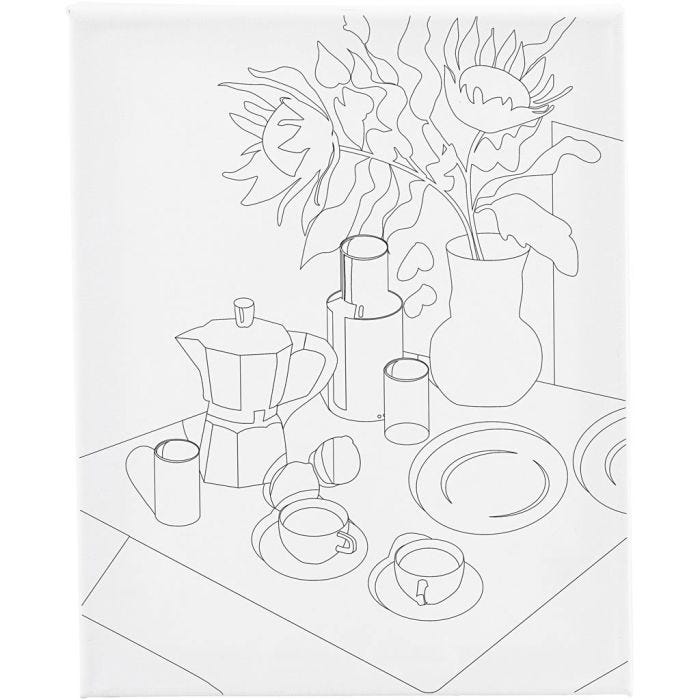 Toile de peintre imprimée, Table du petit déjeuner, P: 1,6 cm, dim. 24x30 cm, 360 gr, 1 pièce
