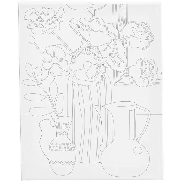 Toile de peintre imprimée, Nature morte florale, P: 1,6 cm, dim. 24x30 cm, 360 gr, 1 pièce