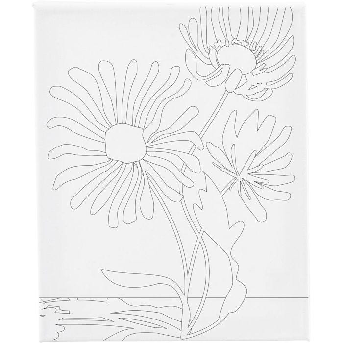 Toile de peintre imprimée, Grandes fleurs, P: 1,6 cm, dim. 24x30 cm, 360 gr, 1 pièce