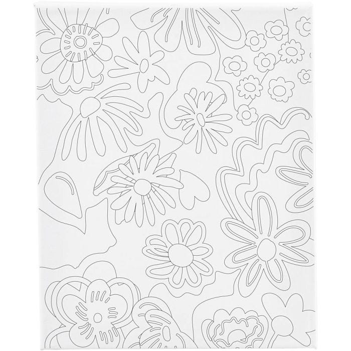 Toile de peintre imprimée, Fleurs, P: 1,6 cm, dim. 24x30 cm, 360 gr, 1 pièce