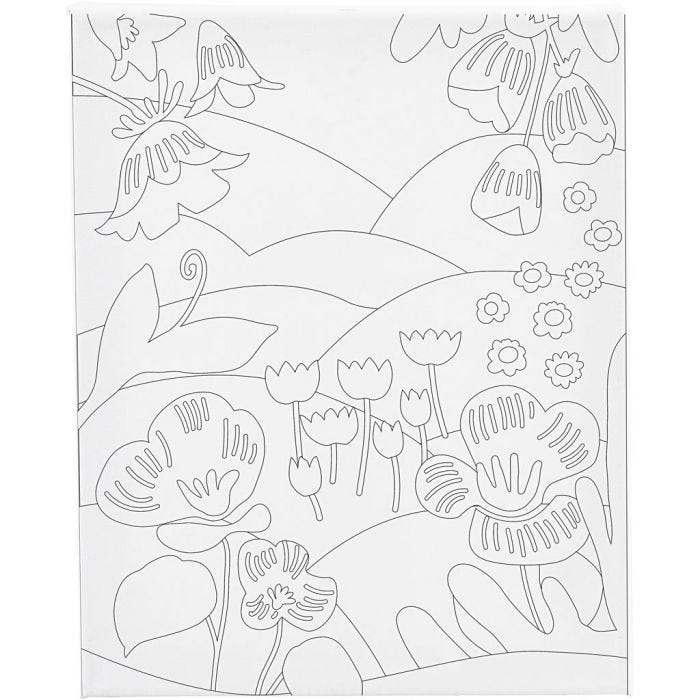Toile de peintre imprimée, Paysage floral, P: 1,6 cm, dim. 24x30 cm, 360 gr, 1 pièce