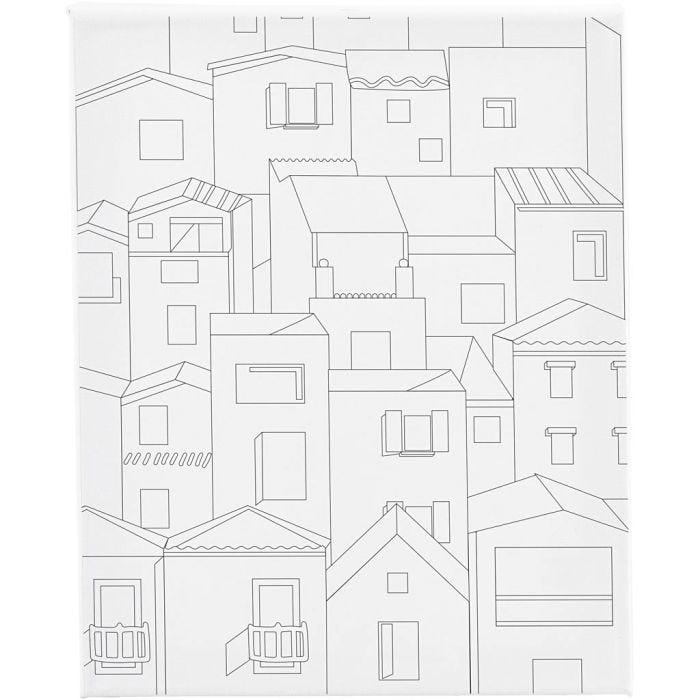 Toile de peintre imprimée, Ville, P: 1,6 cm, dim. 24x30 cm, 360 gr, 1 pièce