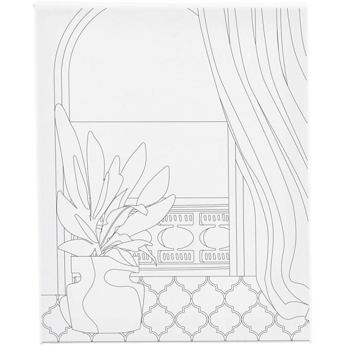 Toile de peintre imprimée, Fenêtre, P: 1,6 cm, dim. 24x30 cm, 360 gr, 1 pièce