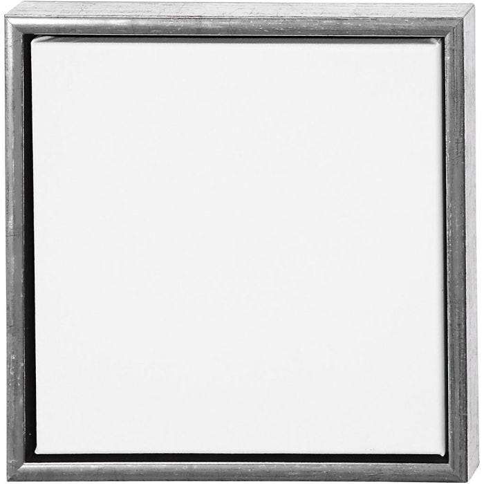 Entoile avec Cadre en Bois, dim. 30x30 cm, 360 gr, argent antique, blanc, 1 pièce