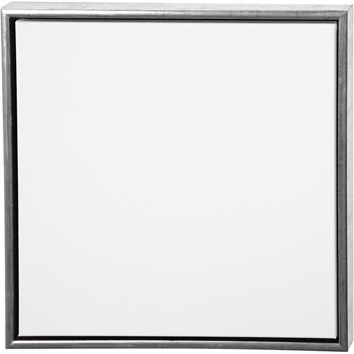 Entoile avec Cadre en Bois, dim. 50x50 cm, 360 gr, argent antique, blanc, 1 pièce