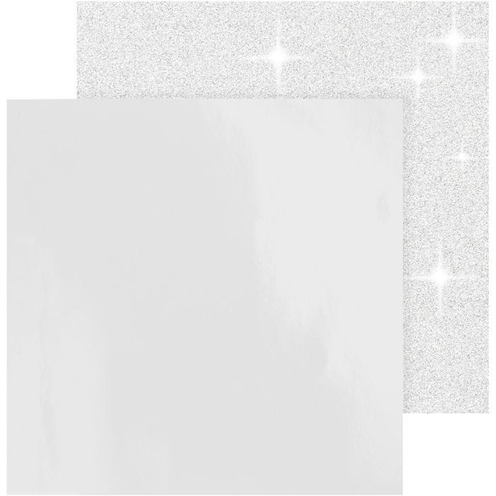 Papier Design, feuille 30,5x30,5 cm, 120+128 gr, blanc, 2 flles/ 1 Pq.
