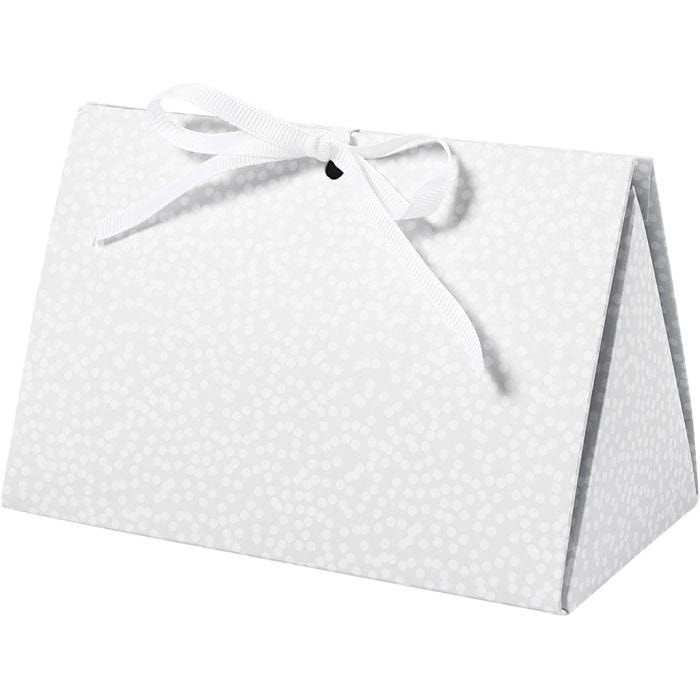 Cadeaudoos, stippen, afm 15x7x8 cm, 250 gr, grijs, 3 stuk/ 1 doos