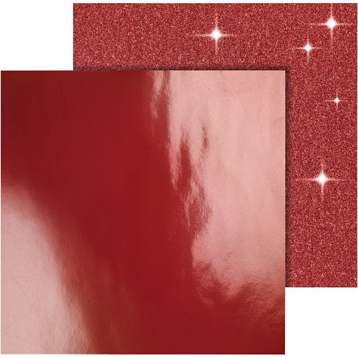Papier Design, feuille 30,5x30,5 cm, 120+128 gr, rouge, 2 flles/ 1 Pq.