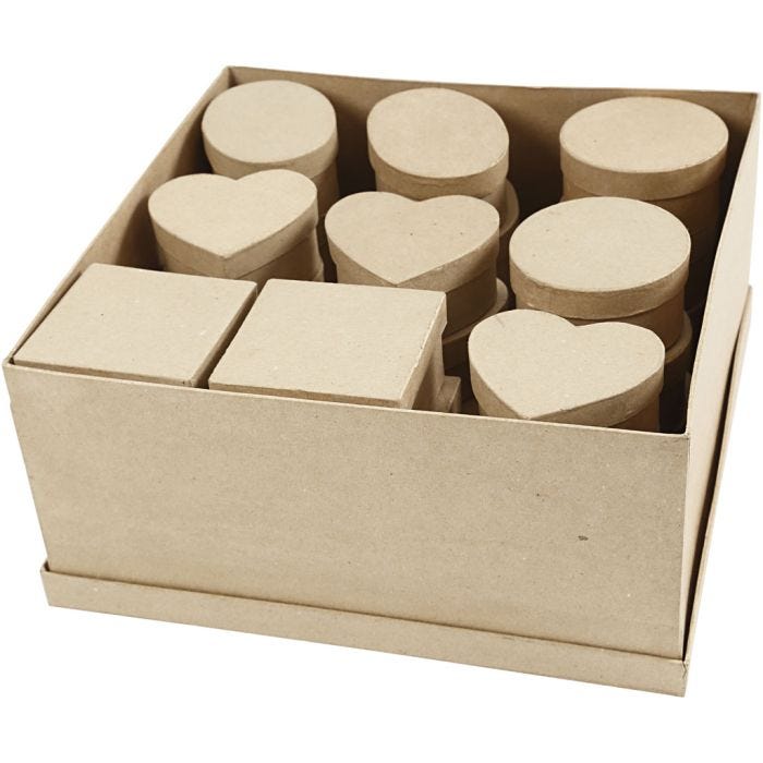 Boîtes moyennes, H : 5 cm, d 10-12 cm, 28 pièces/ 1 Pq.