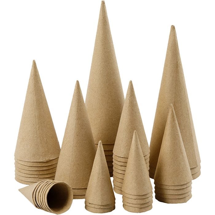 Cônes, H : 8-20 cm, d 4-8 cm, 50 pièces/ 1 Pq.