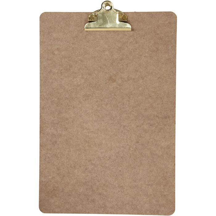 Plaque à pince pour dessin ou écriture, A4, dim. 23x34x0,3 cm, 1 pièce