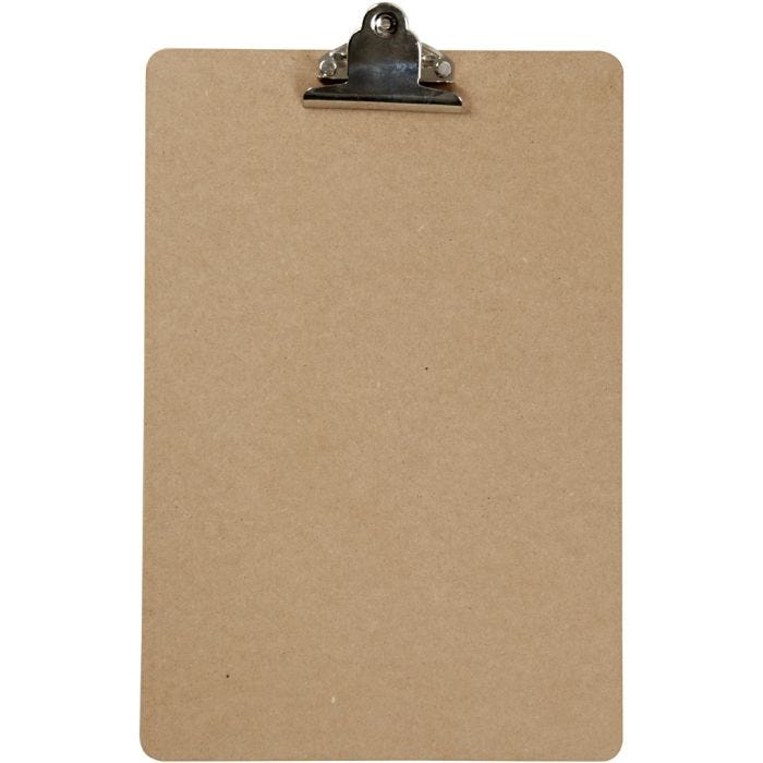 Plaque à pince pour dessin ou écriture, A4, dim. 23x34x0,3 cm, 1 pièce