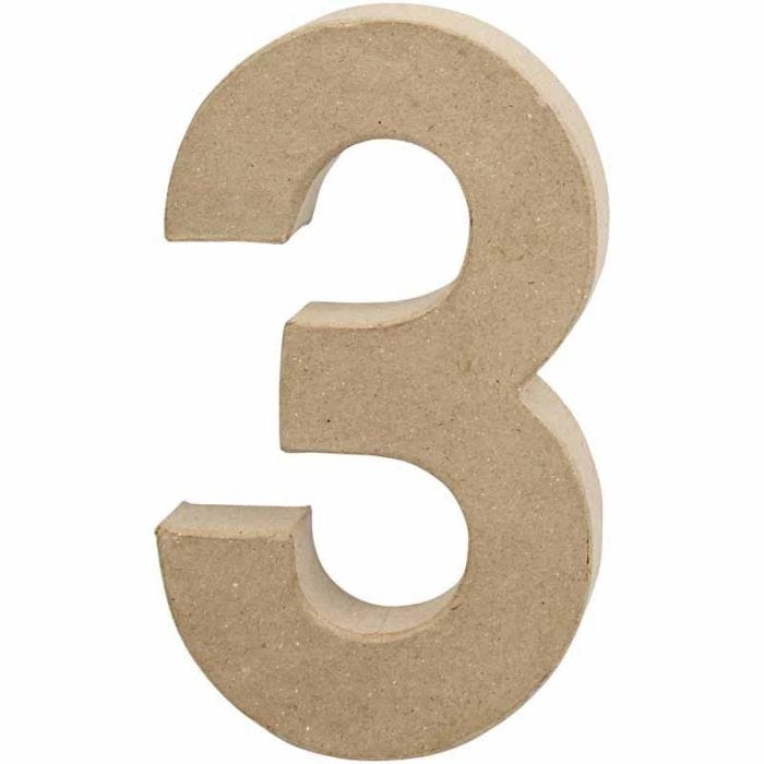 Chiffre, 3, H : 20,2 cm, L : 11,8 cm, ép. 2,5 cm, 1 pièce