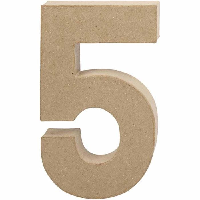 Chiffre, 5, H : 19,7 cm, L : 11,5 cm, ép. 2,6 cm, 1 pièce