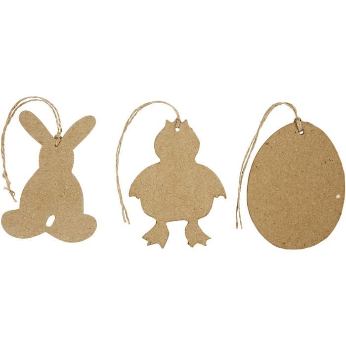 Décorations de Pâques à suspendre, lapin, poulet, oeuf, H : 10 cm, 6 pièces/ 1 Pq.