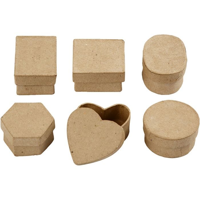 Petites boîtes, H : 3 cm, d 4-6 cm, 6 pièces/ 1 Pq.
