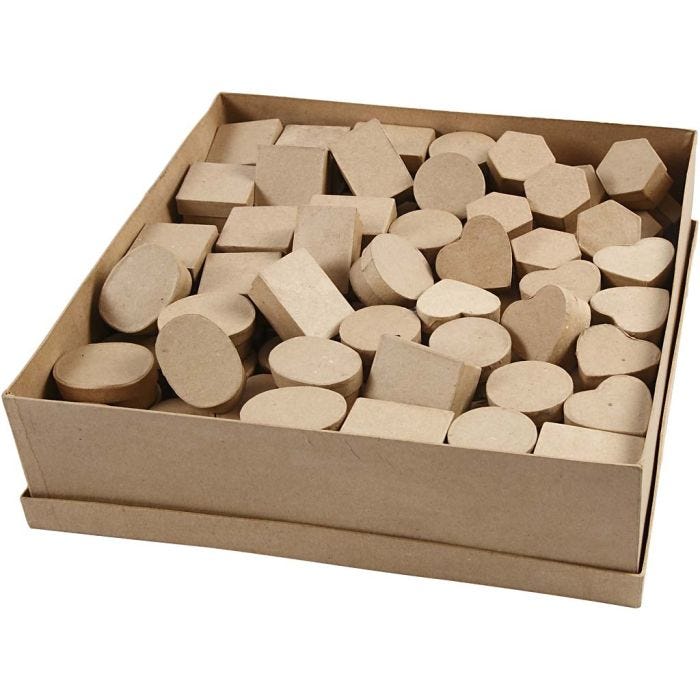 Petites boîtes, H : 3 cm, d 4-6 cm, 144 pièces/ 1 Pq.