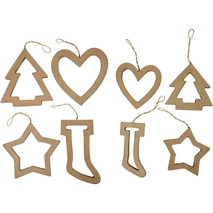 Décorations de Noël, H : 9+12 cm, 24 pièces/ 1 Pq.