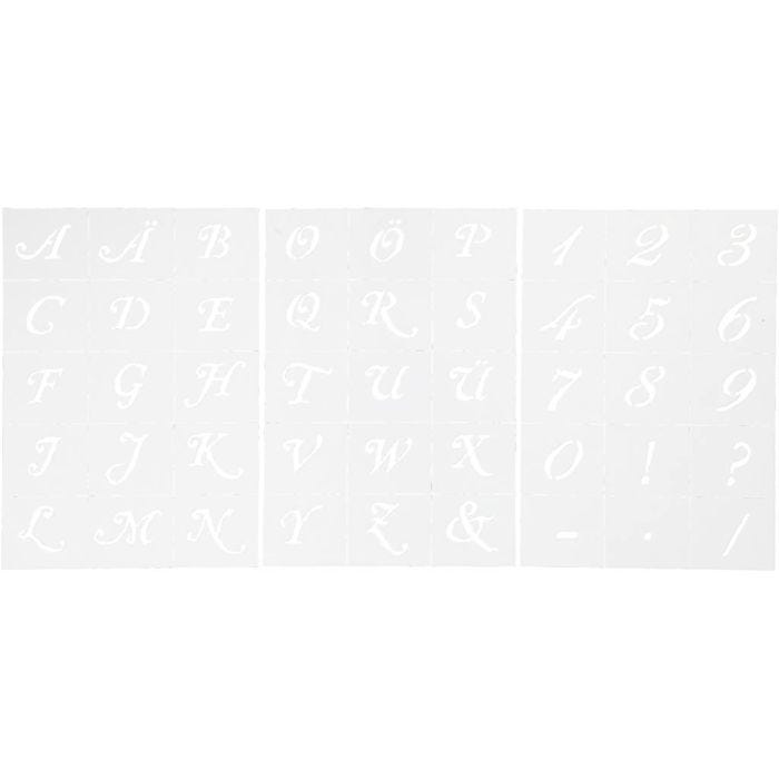 Modèles, lettres et chiffres, H : 20-30 mm, A5, feuille 148x210 mm, 3 flles/ 1 Pq.