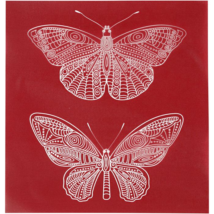 Pochoirs, papillon, feuille 20x22 cm, 1 flles