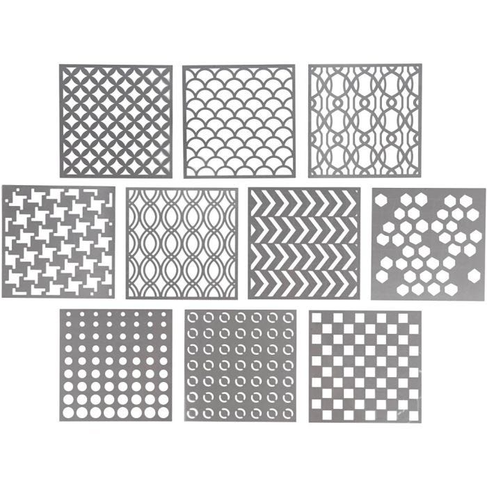 Pochoir, dim. 15x15 cm, ép. 0,31 mm, 10 flles/ 1 Pq.