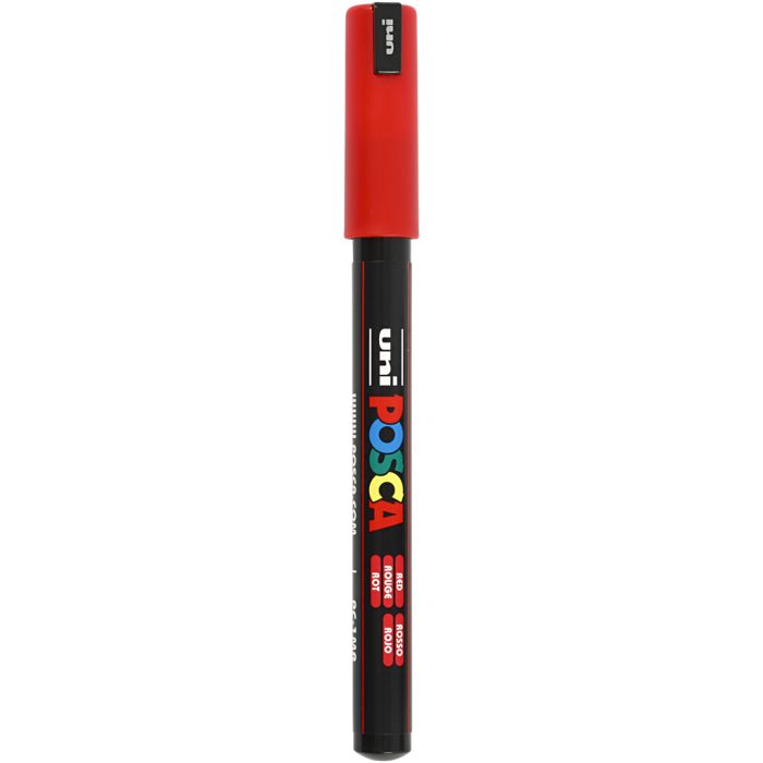 Feutre Posca, dim. PC-1MR, trait 0,7 mm, extra fin, rouge, 1 pièce