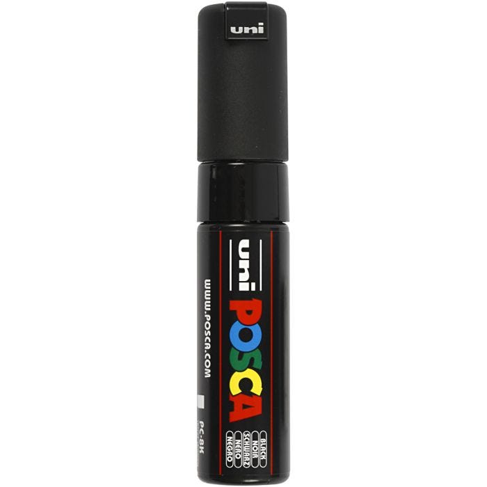 Feutre Posca, dim. PC-8K, trait 8 mm, large, noir, 1 pièce