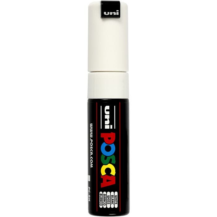 Feutre Posca, dim. PC-8K, trait 8 mm, large, blanc, 1 pièce