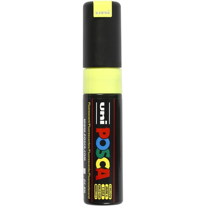 Feutre Posca, dim. PC-8K, trait 8 mm, large, jaune fluo, 1 pièce
