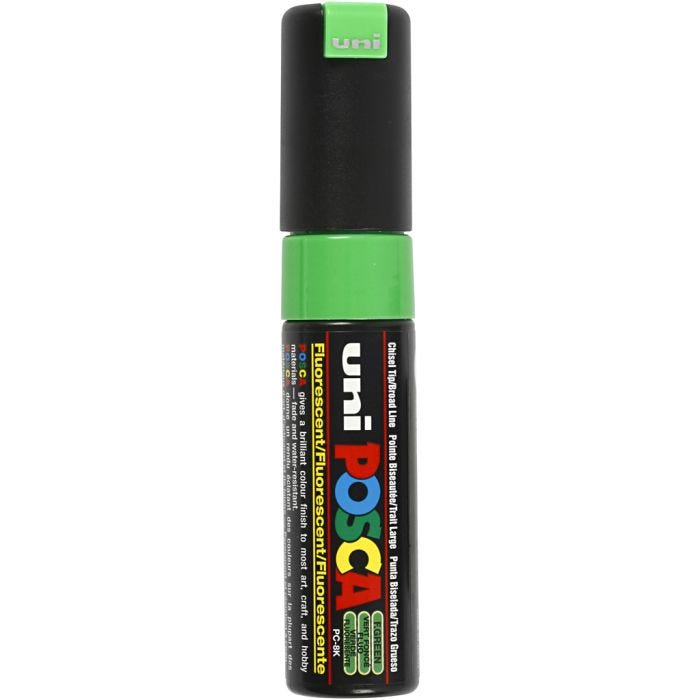 Feutre Posca, dim. PC-8K, trait 8 mm, large, vert fluo, 1 pièce