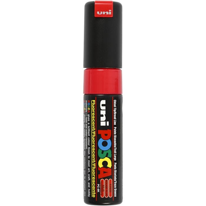 Feutre Posca, dim. PC-8K, trait 8 mm, large, rouge fluo, 1 pièce