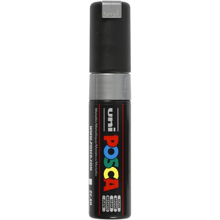 Feutre Posca, dim. PC-8K, trait 8 mm, large, argent, 1 pièce