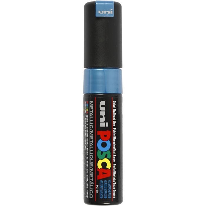 Feutre Posca, dim. PC-8K, trait 8 mm, large, bleu métallique, 1 pièce