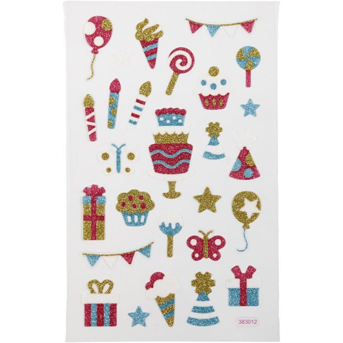 Autocollants à paillettes, anniversaire, 10x16 cm, 1 flles