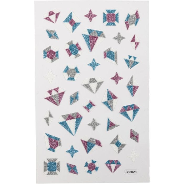 Autocollants à paillettes, diamants, feuille 10x16 cm, 1 flles