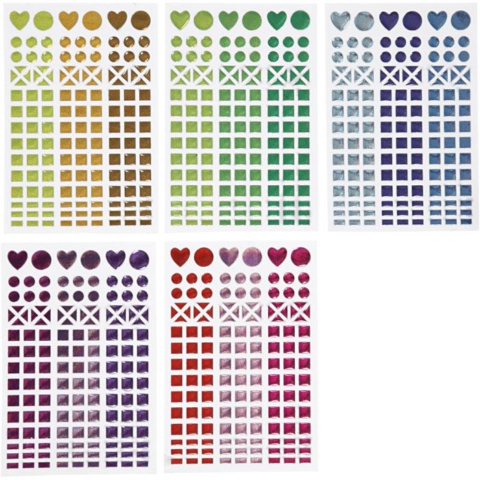 Autocollants mosaïques, d 8-14 mm, feuille 11x16,5 cm, ass. de couleurs, 10 flles/ 1 Pq.