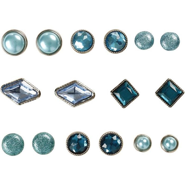 Rivets décoratifs, dim. 8-18 mm, bleu, 16 pièces/ 1 Pq.