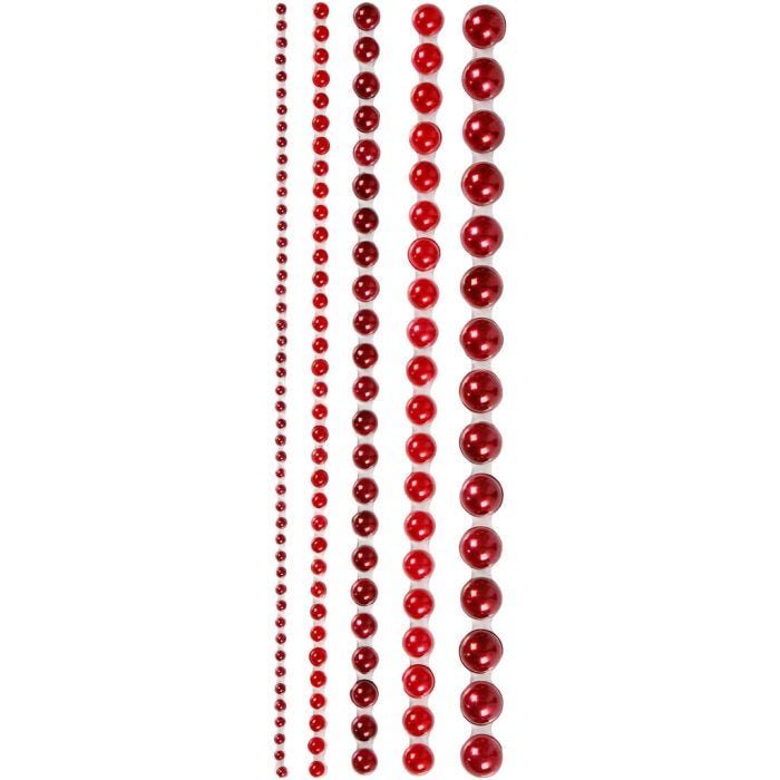 Demies perles, dim. 2-8 mm, rouge, 140 pièces/ 1 Pq.