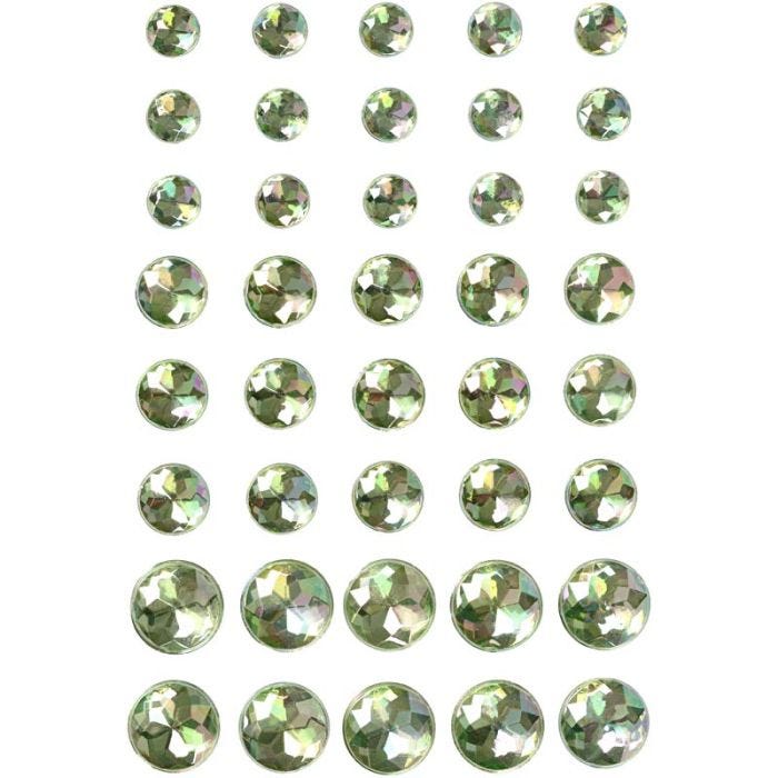 Pierres de strass, dim. 6+8+10 mm, vert, 40 pièces/ 1 Pq.