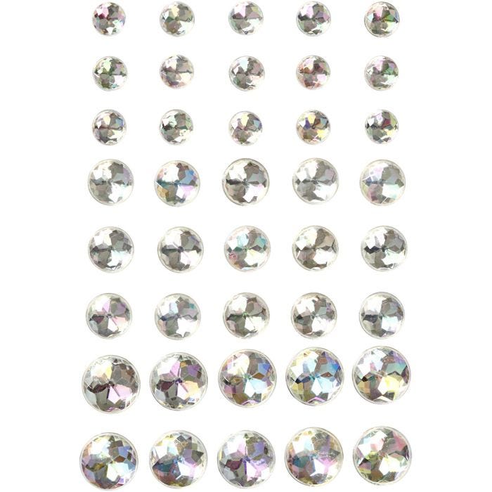 Pierres de strass, dim. 6+8+10 mm, cristal, 40 pièces/ 1 Pq.