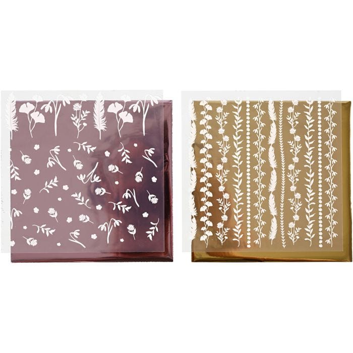 Film décoratif et feuille transfert, feuille 15x15 cm, 2x2 flles/ 1 Pq.