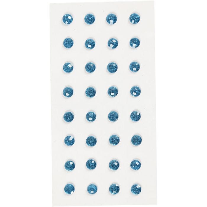 Pierres de strass, d 8 mm, bleu, 32 pièces/ 1 Pq.