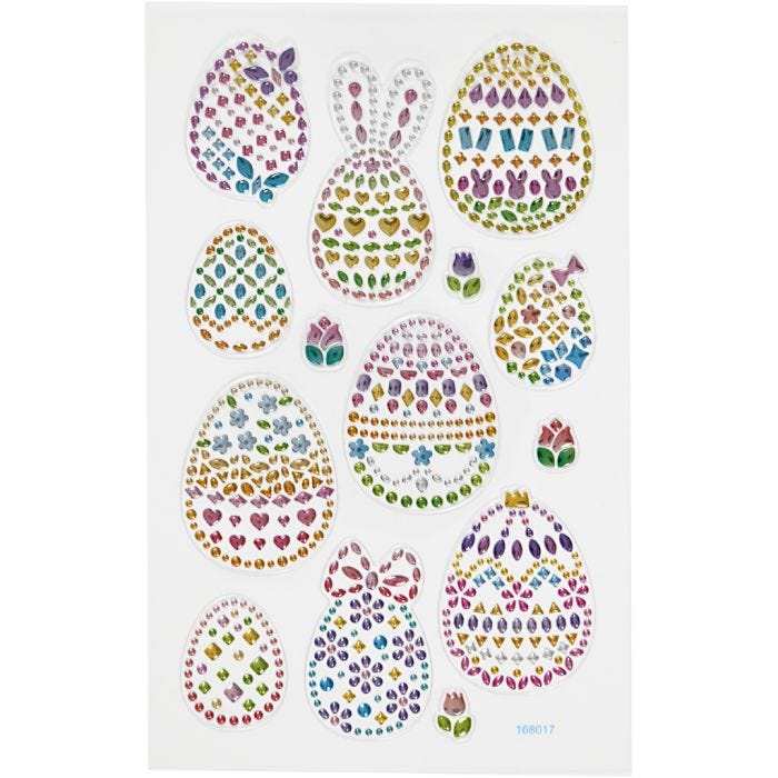 Autocollants diamant, oeufs de Pâques, feuille 10x16 cm, 1 flles