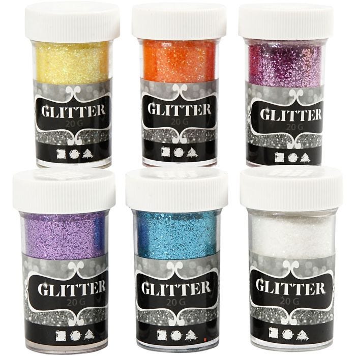 Paillettes, ass. de couleurs, 6x20 gr/ 1 Pq.