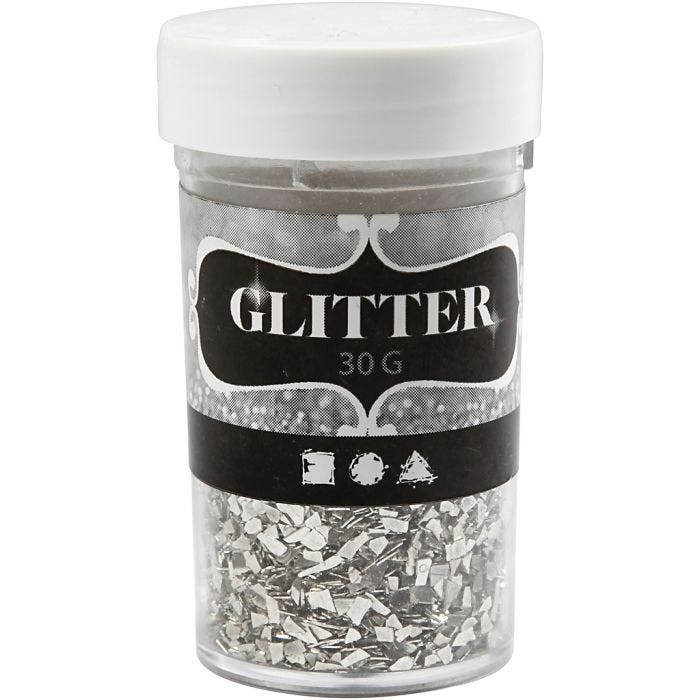 Paillettes, dim. 1-3 mm, argent, 30 gr/ 1 boîte