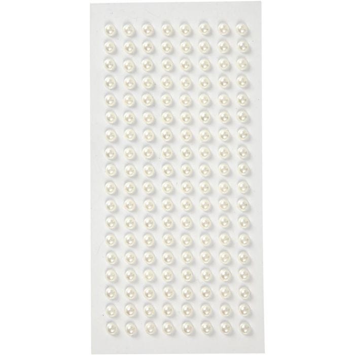 Demi-Perles, d 5 mm, blanc, 144 pièces/ 1 Pq.
